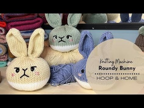 Knitting Machine Roundy Bunny Pattern - YouTube Knitting Machine Bunny, 22 Pin Knitting Machine Patterns Free, Knitting Machine Patterns Free, Addi Express, Addi Knitting Machine, Knitted Doll Patterns, Knitting Machine Projects, Circular Knitting Machine, Baby Baskets