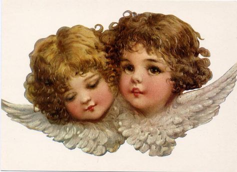 Cupid•Angels•Vintage Art 1900•Art Postcard from Sweden 4x6 Angel Faces, Antique Logo, Angel Cupid, Two Angels, Victorian Angels, Angel Wallpaper, Love Aesthetic, Angels Among Us, Angel Painting