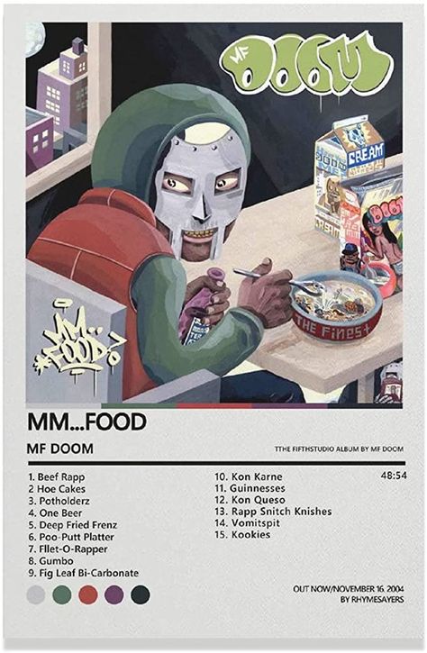 Mf Doom Mm Food Poster, Poster Prints Mf Doom, Mf Doom Poster Print, Mf Doom Aesthetic Poster, Mm Food Mf Doom Wallpaper, Mr Doom Poster, Mf Doom Prints, Mf Doom Wall Art, Posters Of Artists