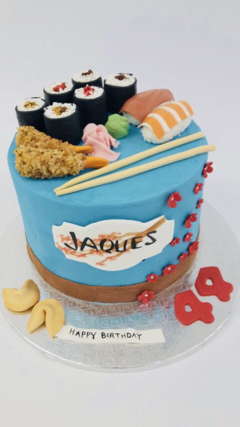 Sushi Cake Design, Sushi Cake, Sushi Party, Baking Decorating, Themed Cakes, Diaper Cake, Cake Decorating, Decorating Ideas, Birthday Cake