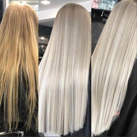 Light Blonde Hair With Lowlights, Russian Blonde Hair, Icy Blonde Hair With Shadow Root, Ice Blonde Extensions, Blonde Formulas, Ice Blonde Hair, Silver Blonde Hair, Summer Blonde Hair, Icy Blonde Hair