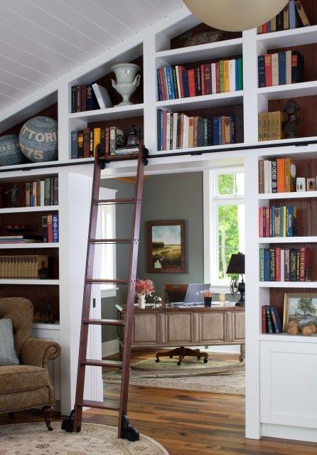 Home Library Design Ideas, Home Library Decor, Traditional Home Office, Home Office Library, Home Library Design, Home Libraries, Built In Bookcase, Remodel Bedroom, Ideas Pictures