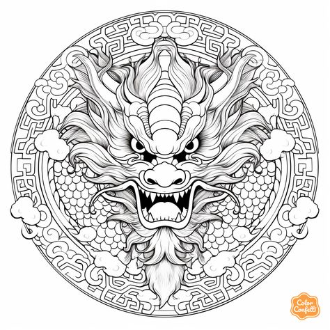 illustration of Chinese dragon adult coloring page Chinese Dragon Coloring Pages, Chinese Dragon Symbol, Chinese Dragon Drawing, Korean Dragon, Dragon Coloring, Coloring Page For Adults, Dragon Coloring Page, Dragon Sketch, Magical Creature