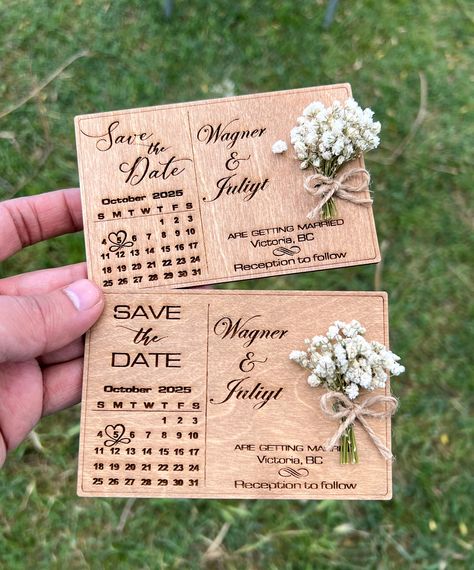 Floral Magnet Calendar Invitation Card Wedding Rustic Wedding Invitations are made of 3 mm mdf wood. magnet , wood should be coated on both sides Surprise incredible guests with laser-engraved Flower, rustic wedding invitations from real Wedding wood. An unforgettable piece in the fridge. Designed wooden wedding invitations can add a magnificent atmosphere to your most beautiful days, and you can make your wedding, birthday parties and other special days even more special with our wooden invitations. . * Invitation Features * - Size: 3.15x4.72 inches (8x12 cm) - Thickness: 0.12 inch (3 mm) - Colorful flowers - Straw Rope - Kraft Envelope - Magnet - Envelope Seal sticks Invitations show how Wonderfully Impressive and perfect your wedding is. *You can be sure that your gorgeous wedding day i Magnet Save The Date Ideas, Wedding Invitation Magnets, May Wedding Invitations, Wooden Save The Date Magnets, Wedding Invitations Magnet, Cricut Wedding Invites, Cheap Wedding Invitation Ideas, Save The Date Magnet Ideas, Rustic Save The Date Ideas