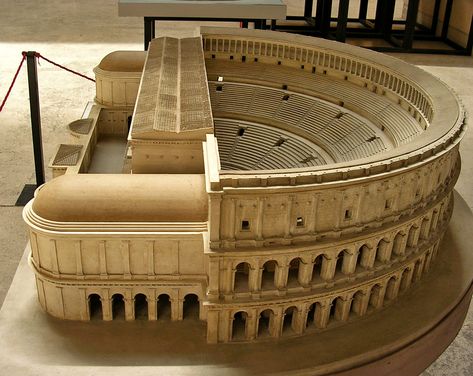 Scale model (1:100) of the Theatre of Marcellus. Rome. 13—11 BCE. Inv. No. MCR 1789 Rome, Museum of Roman Civilization. (Photo by Olga Lyubimova). Craft Models, Roman Civilization, Architecture Photography Buildings, Theatre Building, Hotel Facade, Brewery Design, Ancient Indian Architecture, Roman Theatre, Roman Ruins