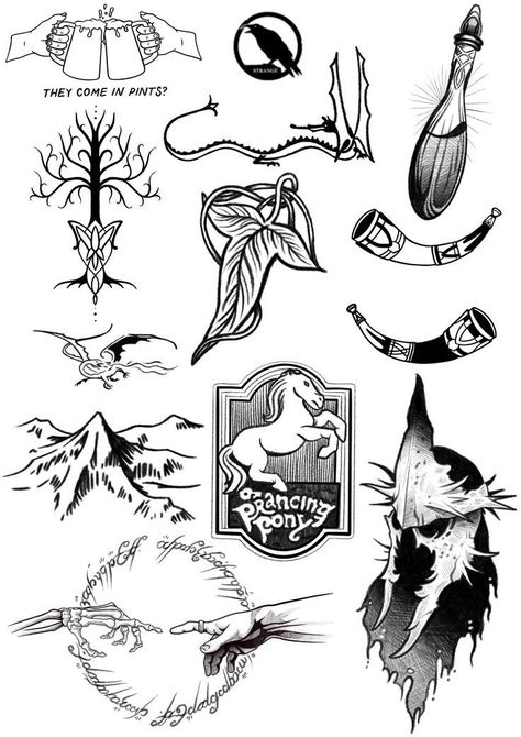 Traditional Tattoos Lord Of The Rings, Witch King Tattoo Lord Of The Rings, Horn Of Gondor Tattoo, Lotr Eagles Tattoo, Lord Of The Rings Inspired Tattoos, Sting Lotr Tattoo, Rohan Lotr Tattoo, Lotr Matching Tattoo, Lord Of The Rings Small Tattoo