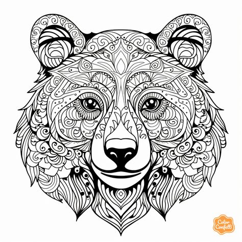 illustration of Cinnamon bear-themed coloring sheet Bear Coloring Page, Cinnamon Bear, Cinnamon Bears, Zentangle Animals, Mandala Turtle, Coloring Page For Adults, Coloring Pages Inspirational, Bear Coloring Pages, Color Images