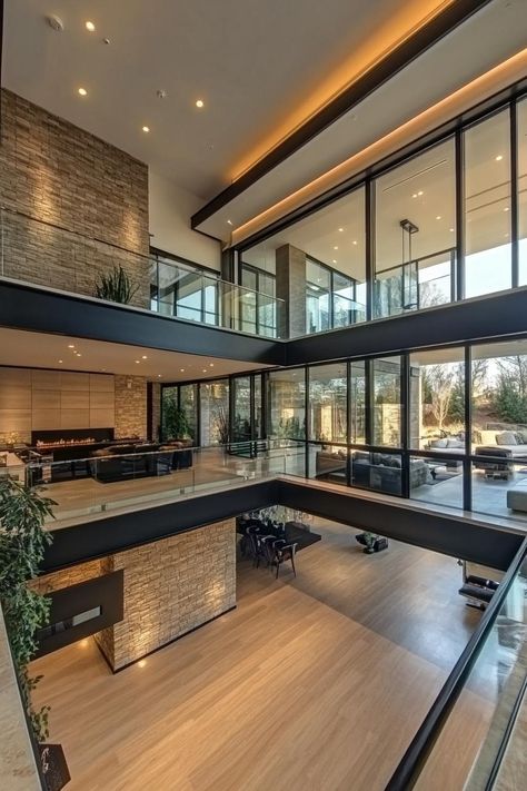 Modern Suburban Mansion, Midcentury Mansion, Ohio Mansions, Cozy Mansion, Billionaire House, Suburban Mansion, Glass Mansion, Glass Atrium, Modern Mansion Interior