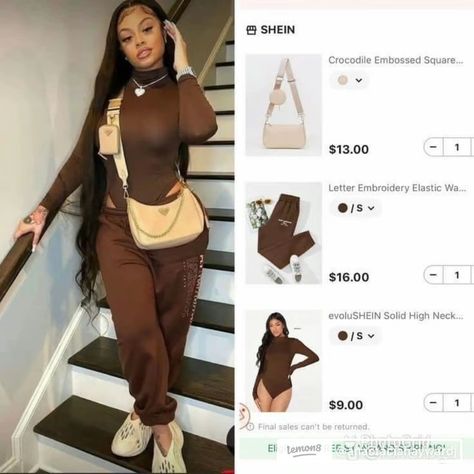 Shein Fall And Winter Outfits, Baddie Outfit Shein, Cute Outfits Off Shein, Baddie Brown Outfits, Brown Inspo Outfits, Shein Board Ideas, Outfits From Shein Baddie, Cute Outfits For School Shein, Shein Outfits Petite