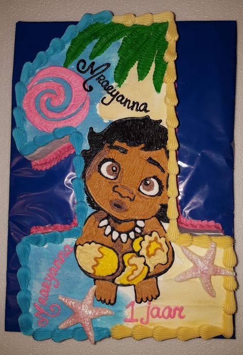 Baby Moana number one cake Moana Number Cake, Moana Cakes, Number One Cake, Moana Birthday Cake, Buttercream Birthday Cake, Moana Cake, Baby Moana, Moana Theme, Moana Birthday