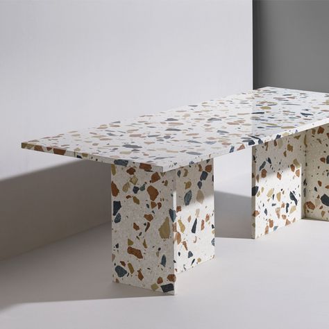 Terrazzo dining table by Max Lamb, £9,600, Dzek (dzekdzekdzek.com) Terrazzo Dining Table, Terrazzo Furniture, Max Lamb, Terrazzo Table, Sustainable Flooring, Architectural Materials, Marble Furniture, Terrazzo Tile, Terrazzo Flooring