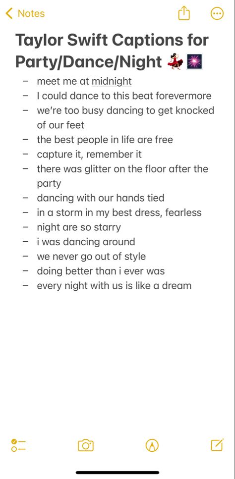 Song Lyric Captions Prom, Fake Movie Night Snaps With Bf, Taylor Swift Ig Captions Friends, Taylor Insta Captions, Instagram Captions For Dances, Long Legs Caption Instagram, Swiftie Instagram Captions, Taylor Swift Story Names, Taylor Swift Concert Posters