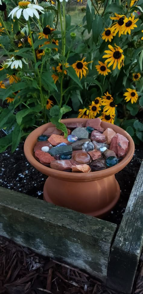 Small Butterfly Garden Ideas, Bee Yard Ideas, Ideas To Decorate Your Garden, Bee Bath Diy, Bee Garden Ideas, Diy Butterfly Garden, Bee Fountain, Bee Oasis, Diy Birdbath Ideas