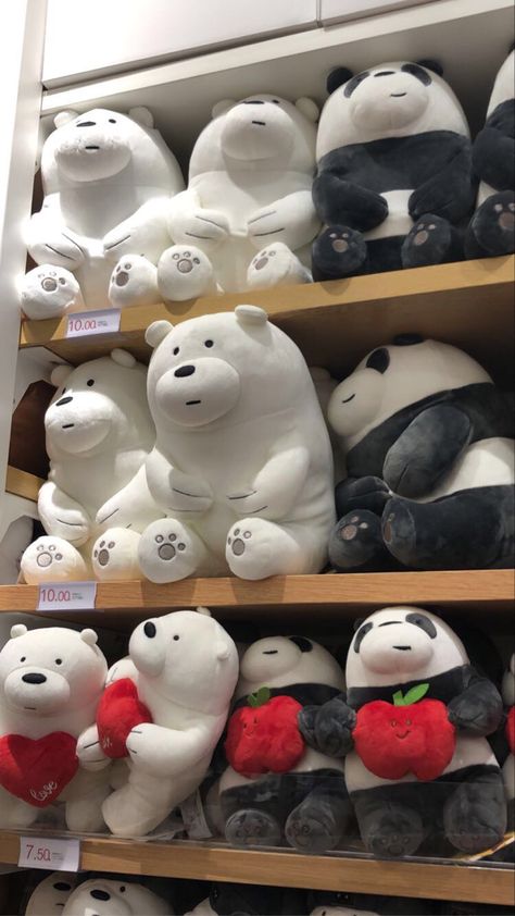 We Bear Bears Plushies, Miniso Plushies We Bare Bears, We Bare Bears Plushies, We Bare Bears Stuff Toy, Favorite Stuffies, We Bare Bears Plush, We Bare Bears Aesthetic, Miniso Plushies, Care Bear Birthday