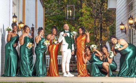 Orange And Emerald Green Wedding, Burnt Orange And Emerald Green Wedding, Emerald Green And Burnt Orange Wedding, Orange And Emerald Green, Wedding Burnt Orange, Wedding Theme Color Schemes, Burnt Orange Wedding, Emerald Green Wedding, Burnt Orange Weddings