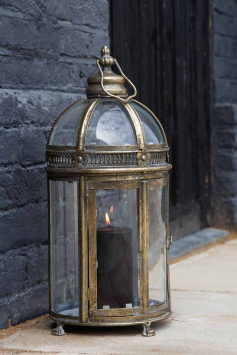 Candle Lantern, Indoor Lanterns Decor, Glass Candle Lantern, Antique Lanterns, Copper Lantern, Traditional Lanterns, Rockett St George, Antique Candles, Vintage Lanterns