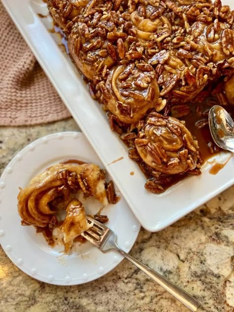 Sourdough Sticky Pecan Rolls - Amy Bakes Bread Sourdough Pecan Rolls, Sourdough Discard Sticky Buns, Pecan Rolls Recipe Sticky Buns Easy, Sourdough Sticky Buns, Pecan Rolls Recipe Sticky Buns, Crescent Roll Pecan Sticky Buns, Sourdough Pecan Sticky Buns, Sticky Bun, Sourdough Cinnamon Rolls