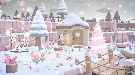 Best ACNH Winter Island Dream Codes & Design Ideas - Animal Crossing Winter Snow Island Dream Address Acnh Christmas Island, Acnh Dream Codes, Animal Crossing Christmas Ideas, Animal Crossing Christmas, Winter Acnh, Kawaii Island, Acnh Winter, Acnh Christmas, Pink Island