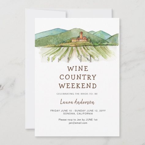 Watercolor Vineyard Bachelorette weekend  Invitation  Zazzle Bachelorette Vineyard, Vineyard Bachelorette Party, Vineyard Bachelorette, Winery Bachelorette Party, Bachelorette Weekend Invitations, Bachelorette Itinerary, Wedding Party Supplies, Bachelorette Party Invitations, Wine Theme