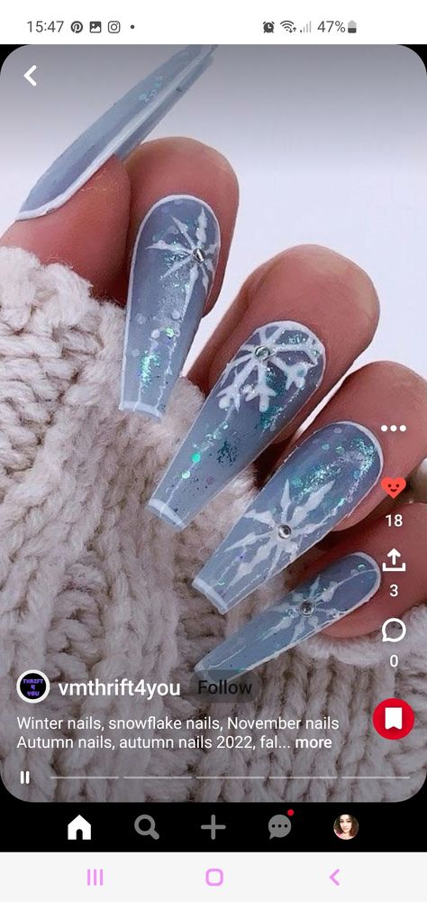 November Nails, Snowflake Nails, Autumn Nails, Chrome Nails, Winter Nails, Nail Inspo, Hair Makeup, Nail Designs, Nails