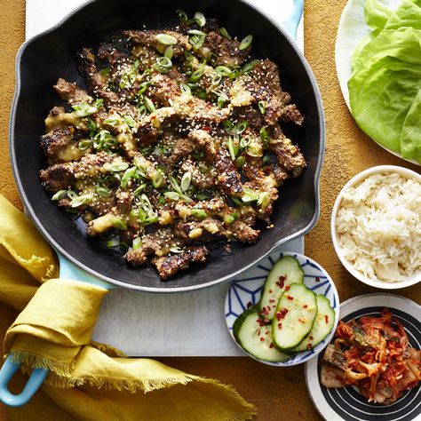 40 Delicious Dinner Recipes That Won't Break the Bank Budget Dinner Recipes, Cubed Steak, Bulgogi Recipe, Cube Steak Recipes, Cube Steak, Lettuce Cups, Lettuce Leaves, Bulgogi, Skirt Steak