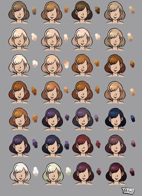 Follow the link to see several more hair color references. Northern Downpour, Hair Color Palette, Eye Color Chart, Pelo Anime, Palette Art, I Feel Free, Coloring Tutorial, Digital Painting Tutorials, Color Palette Design