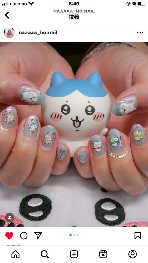 Chuu Nails, Chiikawa Nails, Band Banners, Joke Bear, White Rabbit, Nails Ideas, Japanese Fashion, Pretty Nails, Nail Inspo