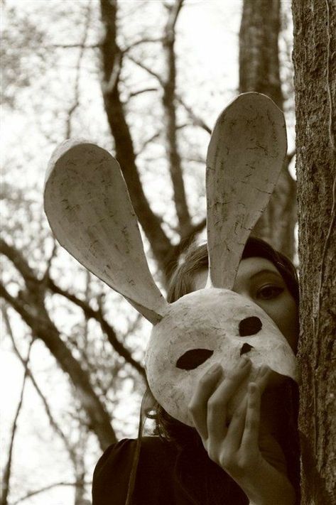 Halloween Tattoos Ideas, Paper Forest, Rabbit Mask, Creepy Masks, Mask Paper, Mask Aesthetic, Bunny Mask, Modern Halloween, Halloween Tattoo