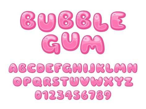 Bubble gum font pink sweet candy latin a... | Premium Vector #Freepik #vector #lettering-alphabet #candy-cartoon #candy #letters-logo Bubble Writing Font, Candy Letters, Bubble Letter Fonts, Font Bubble, Bubble Font, Graffiti Alphabet, Letter Vector, Graffiti Font, Letters For Kids