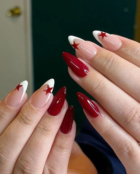 Nail Idea Back To School, Res Nails, Insta Nails, Red Acrylic Nails, Medium Almond, Spring Nail Designs, Simple Gel Nails, Brighter Days, Almond Nails Designs