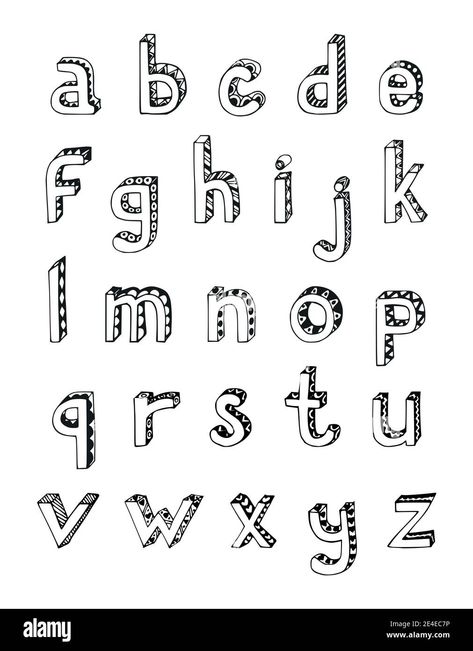 Download this stock vector: Sketch hand drawn 3d alphabet of small lower case letters isolated vector illustration - 2E4EC7P from Alamy's library of millions of high resolution stock photos, illustrations and vectors. Hand Fonts, Graffiti Lettering Alphabet, 3d Alphabet, Biology Notes, Graffiti Alphabet, Hand Lettering Tutorial, Vector Sketch, Small Letters, Lettering Tutorial