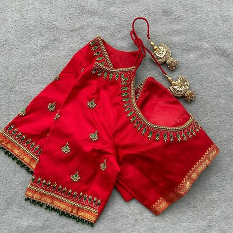 Minimal Blouse Design, Marriage Blouses, Blouse Design Simple, Minimal Blouse, Wedding Blouse Design, Red Blouse Design, Aari Work Blouse Design, Aari Work Designs, Latest Bridal Blouse Designs