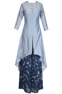 Grey Gota Patti Work C Cut Kurta with Palazzo Pants Gaun Peplum, Baju Kahwin, Kurta With Palazzo, Gota Patti Work, Kebaya Dress, Long Kurti Designs, Salwar Kamiz, Batik Fashion, Muslim Fashion Dress