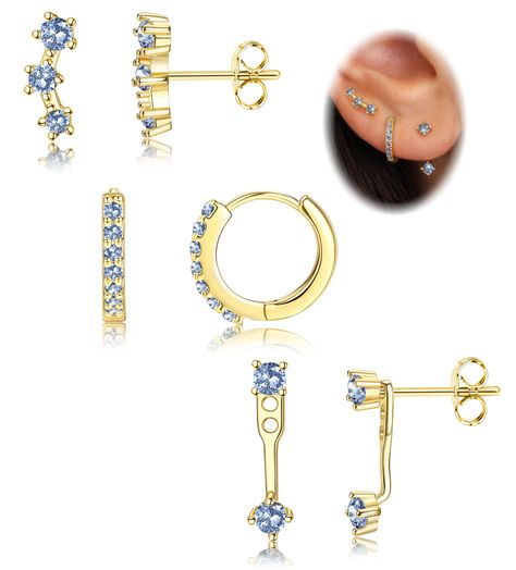 PRICES MAY VARY. Sterling Silver Earring Set--Package includes 3 pairs earrings, 2 cz earrings, 3 cz earrings, huggie earrings, 3 pairs different styles can provide a variety of options for different occasions. These earrings are elegant and classic women men of all ages can wear them every day. Top Quality Material--These earrings set are made of high quality 925 sterling silver, no low-grade materials, 100% hypoallergenic which is the best choice for sensitive ears, easy to put on and take off