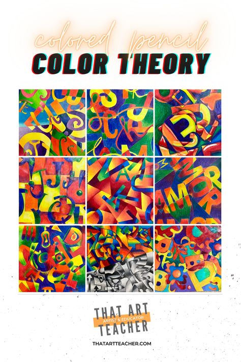 Colored Pencil Color Theory Lesson - THAT ART TEACHER Color Theory Art Projects, Art Projects Easy, Color Theory Art Lessons, Color Theory Projects, Color Theory Lessons, Color Wheel Art Projects, Color Art Lessons, Color Wheel Art, Color Theory Art