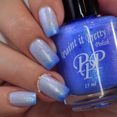 Aurora Tear Drops Paint it Pretty Polish Thermal nail polish Colourless to blue nail polish with aurora shimmers Thermal Nail Polish, Thermal Nails, Nail Shimmer, Tear Drops, Blue Nail Polish, Blue Nail, Indie Nail Polish, Flat Brush, Nail Lacquer