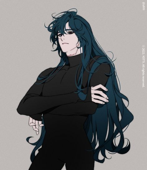 Long Hair Art Reference, Long Hair Male Character Design, Long Hair Drawing, Anime Long Hair, 얼굴 드로잉, Long Black Hair, Character Design Male, 영감을 주는 캐릭터