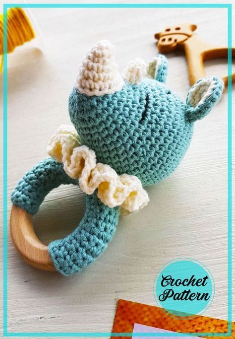 Rhino Amigurumi, Teether Pattern, Crochet Nursery Decor, Crochet Nursery, Crochet Baby Toys, Haken Baby, Bobble Stitch, Crochet Toys Patterns, Crochet Baby Patterns