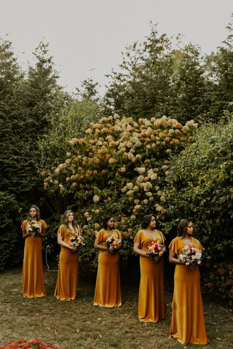 Marigold Yellow Wedding, Marigold Wedding Decoration, Marigold Bridesmaid Dress, Marigold Wedding, Jenny Yoo Bridal, Fall Wedding Bridesmaids, Marigold Dress, Yellow Wedding Theme, Shop Wedding Dresses