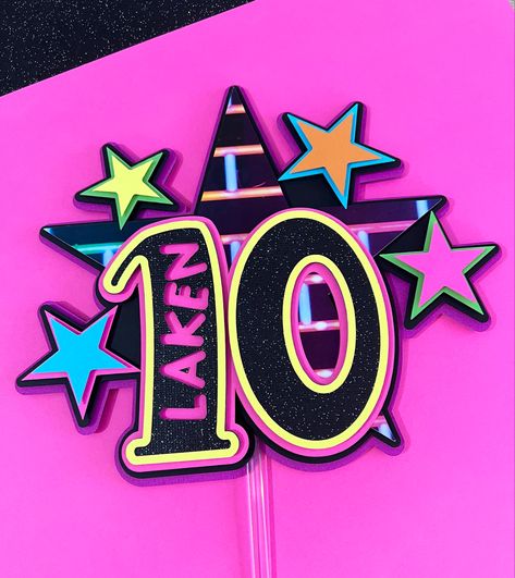 Glow Party, Neon Glow, Cricut Creations, Cake Designs, Cake Topper, Birthday Parties, Party Ideas, Party Decorations, Card Making