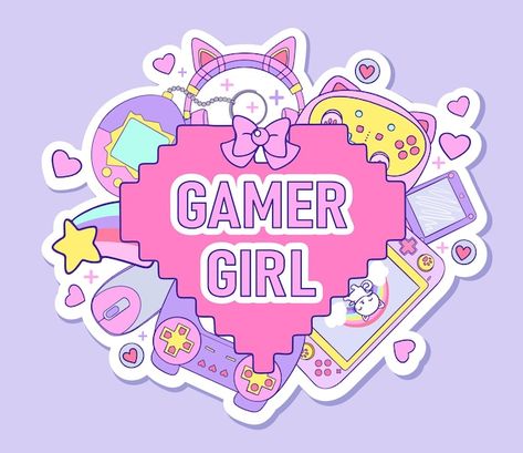 Xbox Gamer Pics Aesthetic, Gamer Girl Drawing, Gamer Illustrations, Gamer Girl Wallpaper, Cute Kpop Stickers, Gamer Icon, Gamer Girl Aesthetic, Gaming Illustration, Gaming Stickers