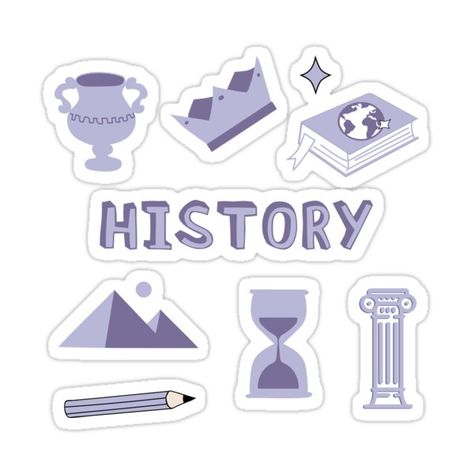 Subject Stickers, History Subject, School Book Covers, Homemade Stickers, Tumblr Stickers, History Book, Hour Glass, School Stickers, Bullet Journal Stickers