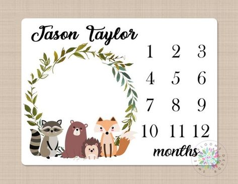 Raccoon Blanket, Matching Wall Art, Milestone Blankets, Monthly Pictures, Monthly Baby, Baby Milestone Blanket, Animal Blanket, Personalized Baby Boy, Baby Growth