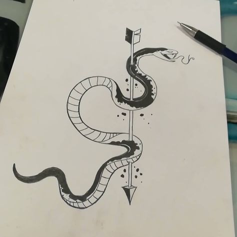 snake arrow tattoo design Snake And Arrow Tattoo, Bow And Arrow Tattoo, Random Tattoos, Arrow Tattoo Design, Snake Tattoo Design, Arrow Tattoo, Dark Art Tattoo, Arrow Tattoos, Bow And Arrow