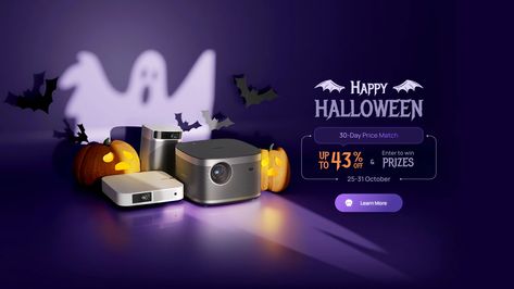 Halloween Ads, Online Marketing Design, Halloween Promotion, Halloween Projector, Halloween Promotions, Halloween Social, Packaging Template, Holiday Banner, Halloween Banner