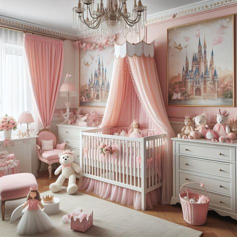 Sleeping Beauty Nursery, Royal Baby Rooms, Princess Nursery Room, Princess Nursery Theme, Twin Baby Rooms, Toddler Bedroom Decor, Princess Room Decor, Princess Nursery, Girl Nursery Themes