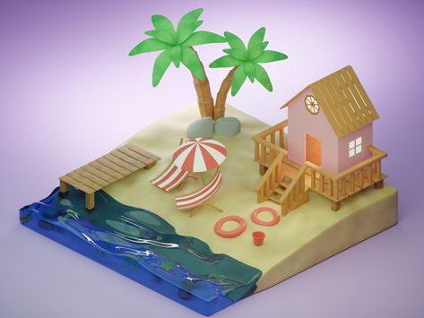 A low Poly Isometric Environment Beach Isometric Beach, Isometric Environment, Low Poly Isometric, Resin Creations, Beach Illustration, Isometric Design, Isometric Illustration, Low Poly 3d, 3d Illustration