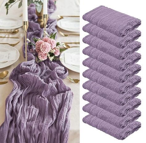 10 Pack Violet Amethyst Cheesecloth Table Runner, Purple Table Runner Cheesecloth Fabric 10FT Mauve Gauze Table Runner Boho Rustic Semi-Sheer Table Runner for Wedding Reception, Bridal Shower Decor Purple Cheesecloth Table Runner, Wedding Reception Boho, Purple Table Runner, Table Runner For Wedding, Gauze Table Runner, Cheesecloth Table Runner, Beach Baby Showers, Purple Bridal Shower, Rustic Table Runners