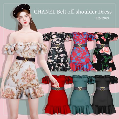 Sims Dresses, Sim4 Cc, Vestidos Dresses, Sims 4 Anime, Pelo Sims, Normal Map, Chanel Dress, Sims 4 Dresses, Sims 4 Mods Clothes