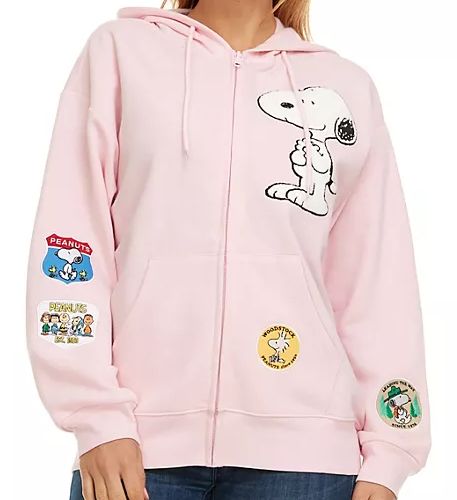 Purchase Snoopy Full Zip Hoodie Jacket Snoopy Sweatshirt, Snoopy Characters, Pink Embroidery, Peanuts Gang, Peanuts Snoopy, Pink Hoodie, Zipper Hoodie, Zip Sweatshirt, Full Zip Hoodie